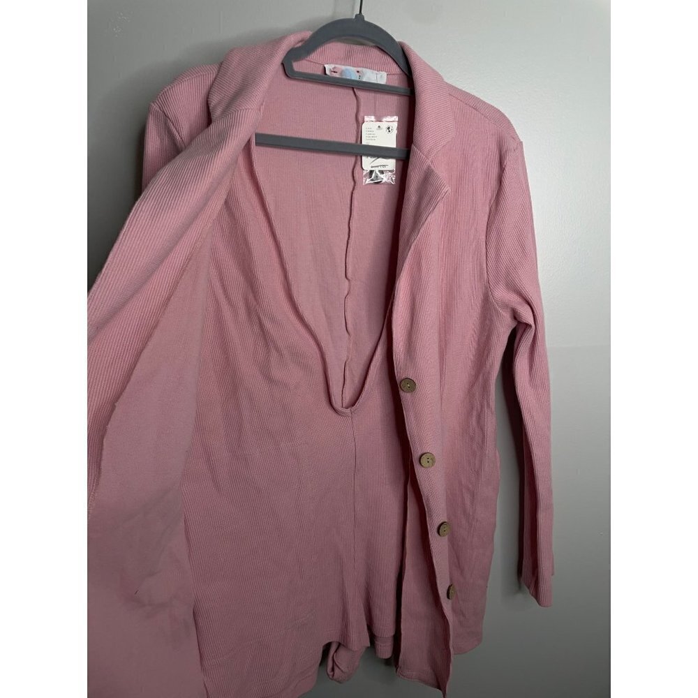 Free People PP Beach Lizzie Blazer Pink Romper One Piece Dress Size S NWT - Picture 8 of 9